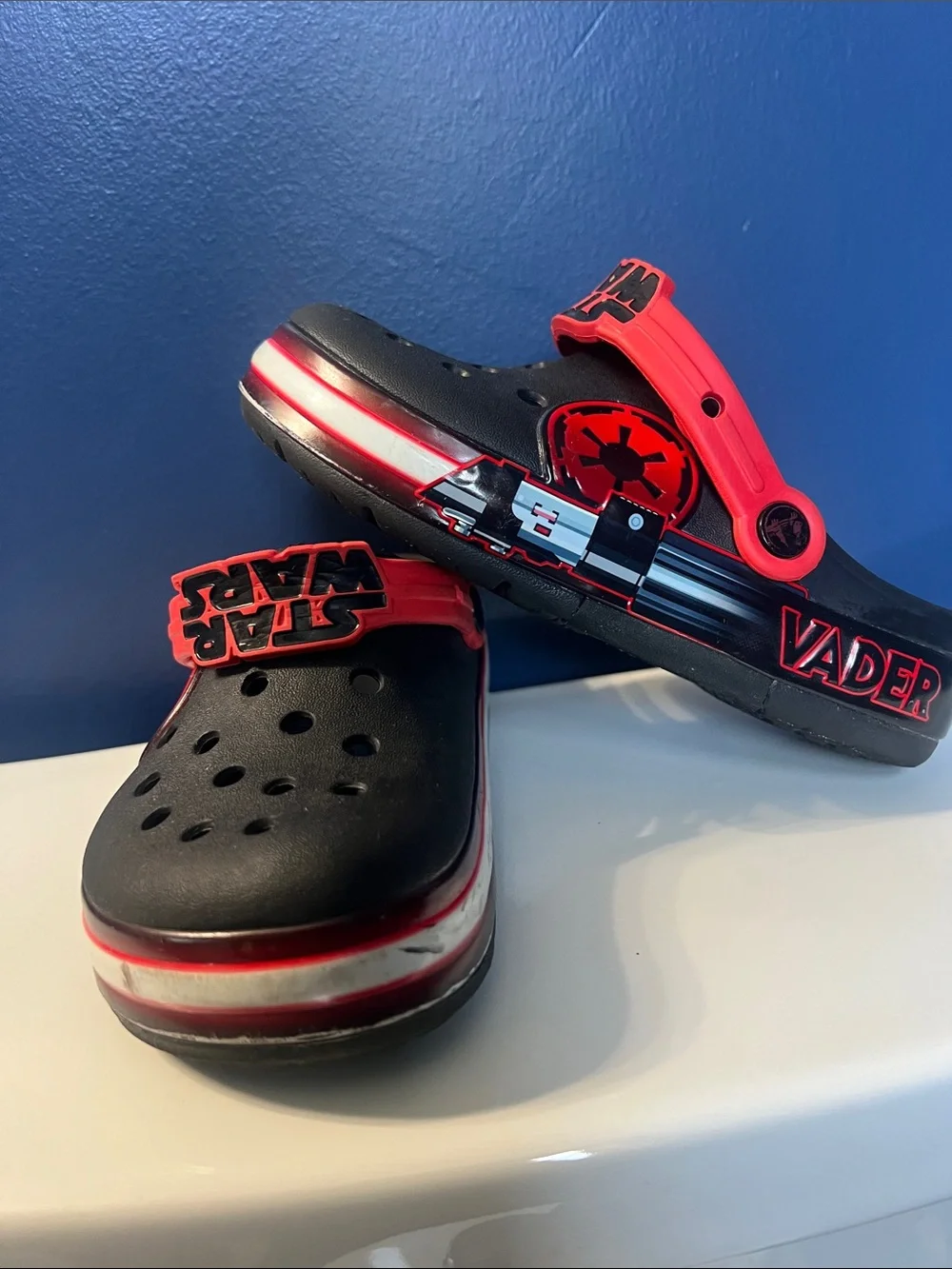 Star Wars Black and Red Kids J2 Clog Sandals with Vader Accent